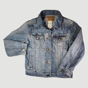 Levis Youth Boys Girls Size Medium 10-12 Denim Trucker Jacket Blue Jean Jacket